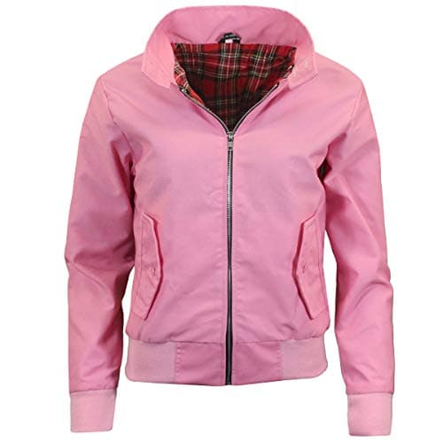 Image of G5 APPAREL Ladies Classic Vintage Scooter Harrington Bomber Jacket | Tartan Lined | Biker Pink