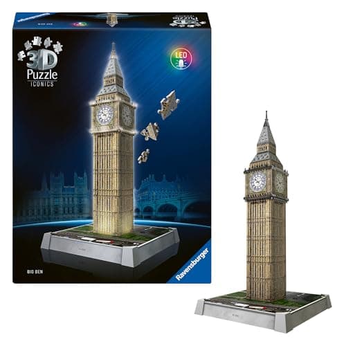 Image of Ravensburger Iconics Big Ben - Light Up 216 piece 3D Jigsaw Puzzle for Adults and Kids Age 8+ Years Up