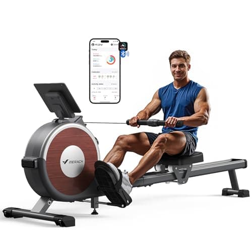 Image of MERACH Rowing Machine for Home Gym, Magnetic Rower with 16 Levels of Quiet Resistance, Dual Slide Rails, 158 kg Weight Capacity, App Compatible (Magnetic)
