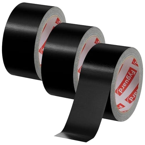 Image of Duct Tape, 48mm x 18m (Pack of 3) Gaffer Tape 210μ Black Tape Waterproof Tape Hand Tearable for Inside & Outside Repairing Fastening Bundling