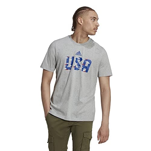 Image of Adidas Men's World Cup 2022 Tee T-Shirt (Short Sleeve), Medium Grey Heather (USA), XL