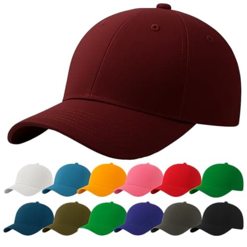 Image of 4sold Men Women 100% Baseball Cap Polo Style Classic Sports Casual Plain Sun Hat Hats Brass (Maroon)
