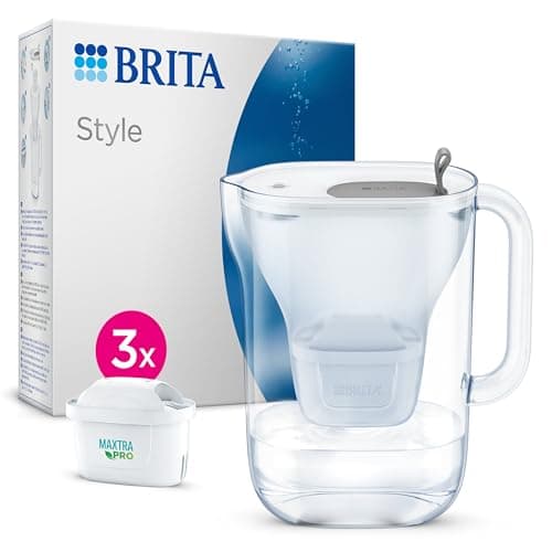 Image of BRITA Style Water Filter Jug Grey (2.4L) Starter Pack incl. 3x MAXTRA PRO Pure Performance cartridge - fridge-fitting design jug with smart LED-LTI and Flip-Lid -now in sustainable Smart Box packaging