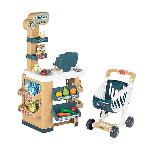 Image of Smoby - Shopping Cart - Supermarket for Children - Shopping Trolley Included - Cash Register with Electronic Functions - 34 Accessories - From 3 Years Old
