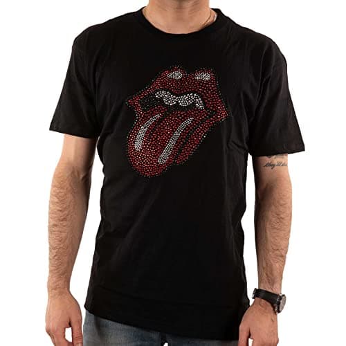 Image of Rolling Stones The T Shirt Classic Tongue Diamante Band Logo Official Unisex XXL Black