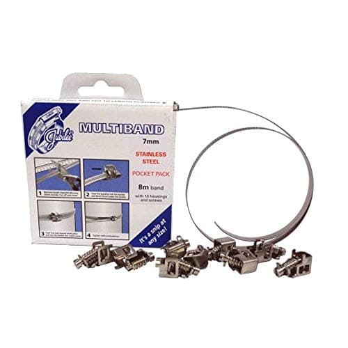 Image of Jubilee® Multiband 7mm Wide 8m Long with 10 housing and Screws Stainless Steel (Pocket Pack)