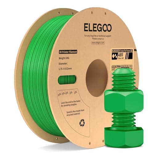 Image of ELEGOO ABS Filament 1.75mm Green 1KG, Heat Resistant 3D Printer Filament High Toughness & Impact Resistance, 1kg Spool for Most FDM Printer