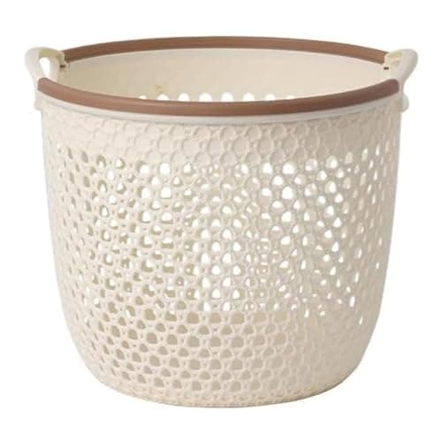 Image of ulafbwur Laundry Basket Plastic, Washing Baskets for Laundry, Small Laundry Basket with Dual Handles Bathroom Dirty Clothes Storage Basket Beige S