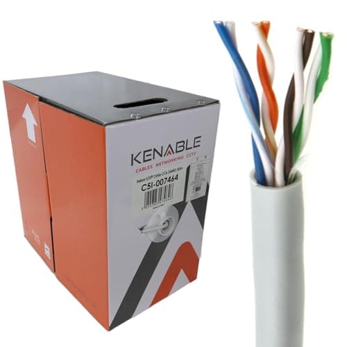 Image of kenable Indoor Ethernet Cable Reel Network LAN UTP CAT5e CCA Solid Core 4 Pair 24AWG 305m Grey