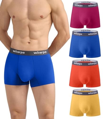 Image of wirarpa Men's Underwear Trunks Micro Modal Boxer Shorts Soft Comfortable Underpants for Men 4 Pack Red Blue Orange Yellow Size L