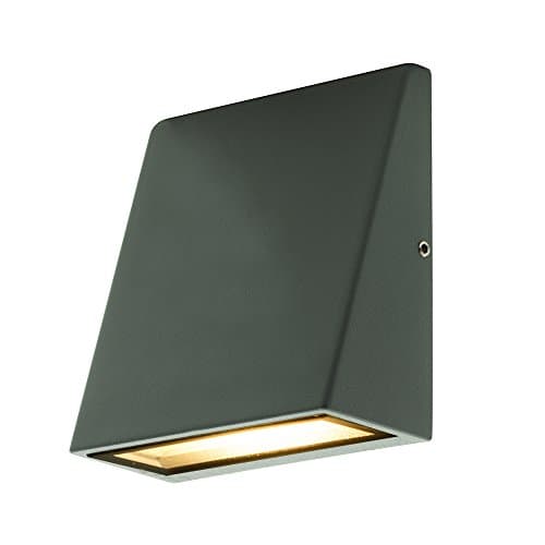Image of Luceco Outdoor Wedge LED Wall Light with Slimline Design, Decorative Exterior Lighting for Porches, Driveways and Gardens, Grey Slate, IP54, 3.2W, 120lm, 3000K, LEXD3WDG3