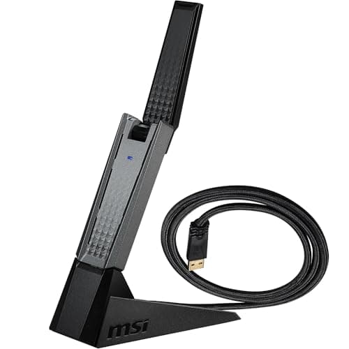 Image of MSI AX1800 WiFi 6 Dual-Band USB Adapter - WLAN up to 1800 Mbps (5GHz, 2.4GHz Wireless), USB 3.2 Gen 1 Type-A, MU-MIMO, Adjustable Antenna, Beamforming, WPA3 - Wired Bracket Included