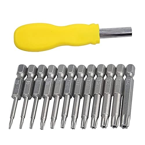 Image of Torx Screwdriver Bits12 pcs S2 Steel Magnetic Star Head Screwdrivers Security Screws Torx Socket Bit Set Electric Screwdriver,50mm,with Screwdrivers Handle(Color Random)