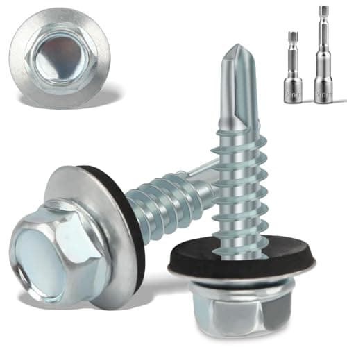 Image of 300PCS Roofing Screws with Rubber Washers 4.8x19mm Hex Head Self Tapping Screws und 2 M8 Hex Socket Bits Tech Screw for Metal Zinc Plated Corrugated Roofing Cladding Steel Screw for Tin Roof