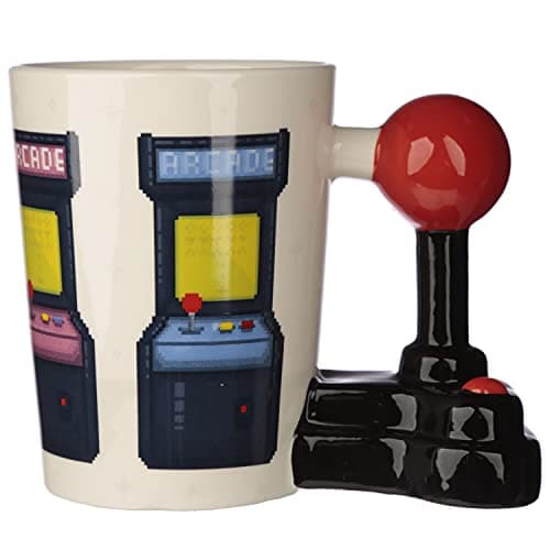 Image of Puckator Arcade Decal Game Over Joystick Ceramic Shaped Handle Tea Coffee Mug - Funny Home Accessories - Cute Gifts for Girlfriend Large Mugs for Men Women Hot Drinks Cups Presents Secret Santa Gift