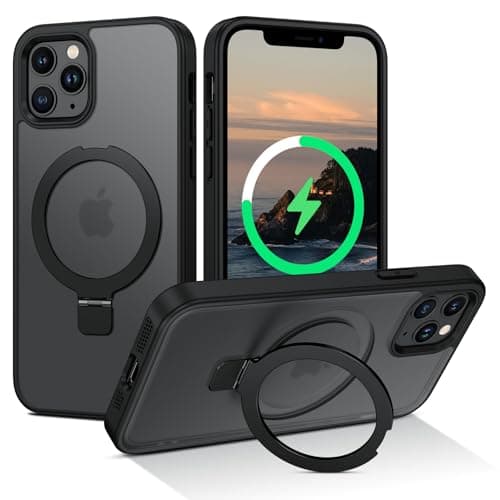 Image of VENINGO Case for iPhone 11 Pro with Invisible Stand, Compatible with MagSafe, Matte Back, Shockproof, Scratch-Resistant, Anti-Fingerprint, iPhone 11 Pro Mobile Phone Case 5.8 Inches, Black