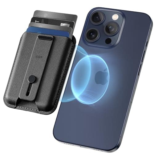 Image of ESR for MagSafe Wallet, 5-Card Holder, Secure-Grip Finger Loop, Magnetic Wallet for iPhone 17e/17/16/15/14/13/12 Series & Google Pixel 10, Not 13/12 mini, Vegan Leather, Black