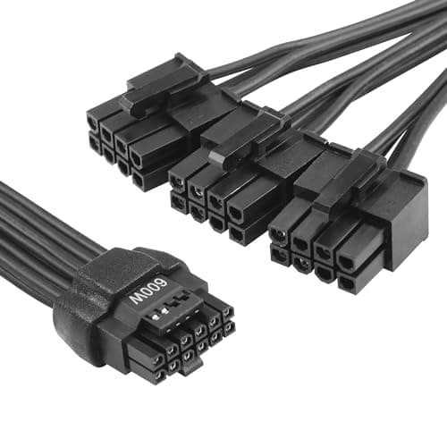 Image of CERRXIAN 2.3FT ATX3.0 12VHPWR to 3 x 8Pin Power Cable,PCI-e 5.0 12VHPWR ATX3.0 600W 16 Pin Male to 3x8Pin(6+2) Male Cable,for Graphic Card GPU 12+4pin RTX 3090Ti 4070Ti 4080 4090 (3x8Pin M-0.7M)