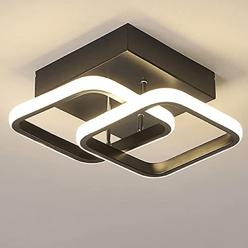 Image of EIDISUNY Modern Ceiling Light LED 22W Warm White Light 3000K Square Black Ceiling Lights fixtures LED for Hallway Office Bedroom Kitchen Living Room Bedroom Entryway Balcony Stair Dining Room (Black)