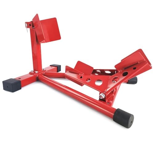Image of Aptliton Heavy Duty Motorcycle Front Wheel Chock 12"-21" Adjustable Motorbike Wheel Stand, Steel Motorcycle Wheel Chock Locking System for Trailer Garage Storage Maintenance