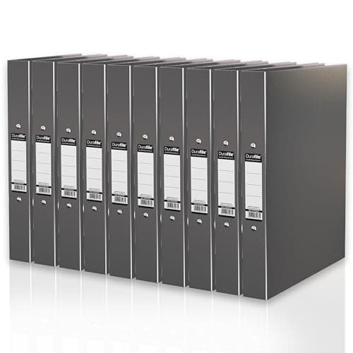Image of Durafile Ring Binder A4 Files, Grey, Pack of 10 Folders, Heavy Duty Board Construction Folders for Paperwork Ring Binder, Ideal Folder Organiser for School, Home & the Office