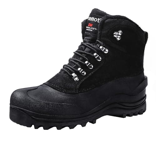 Image of riemot Women's Men's Snow Boots, Waterproof Winter Boots for Dog Walking Hiking Trekking Fishing Riding Hunting, Mucker Yard Boots Gardening Shoes Warm Anti-Slip Boots, Black Womens UK6/EU39