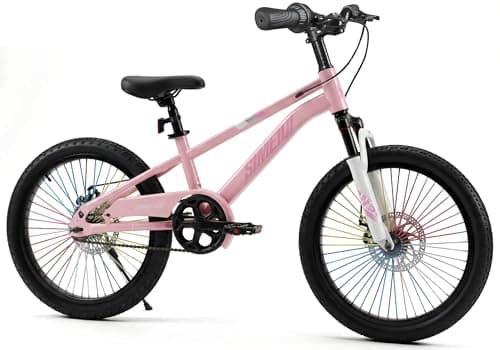 Image of SIMEIQI Kids Bike 20 Inch for Boys and Girls 6-10 Years Old Front Suspension and Dual Disk Brakes Adjustable Handlerbar & Seat with Kickstand