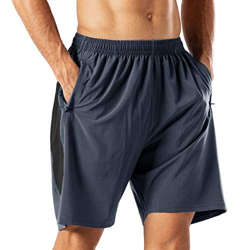 Image of HMIYA Men's Casual Sports Quick Dry Workout Running or Gym Training Short with Zipper Pockets(Grey,3XL)
