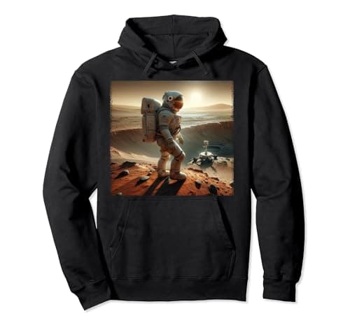 Image of Dusk on Mars: Lone Astronaut's Journey | Red Planet Recon Pullover Hoodie