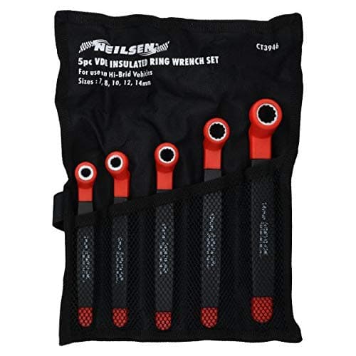 Image of AB Tools 5pc VDE Insulated Ring Spanner Wrench Set 7mm – 14mm Electricians 1000V AC