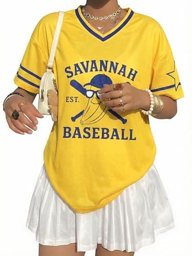 Image of Baseball Banana Jersey Shirts for Women - Baseball Savannahv T-Shirts Funny Game Day Fan Clothes Tops