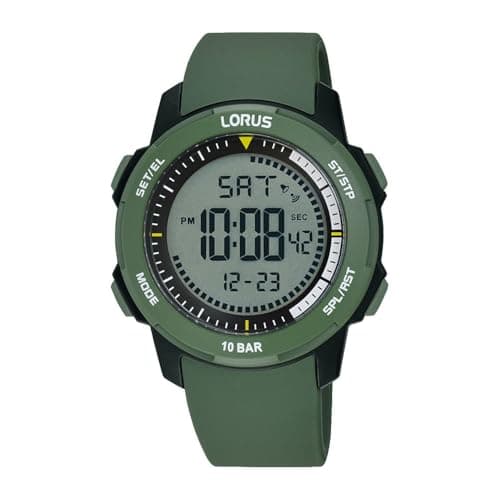 Image of LORUS Men's Digital Quartz Watch with Silicone Strap, Blue, Green, Sporty