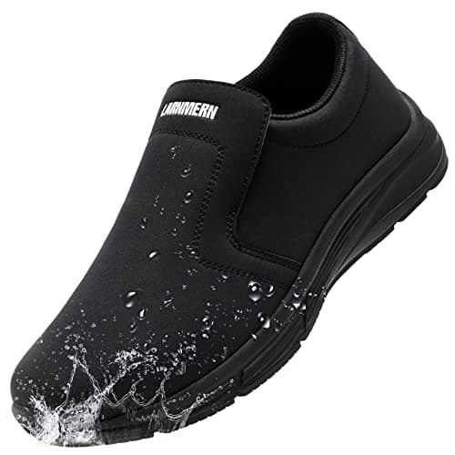 Image of LARNMERN Slip Resistant Work Shoes Men Non Slip Waterproof Chef Kitchen Clog Food Service Shoes Restaurant Hospital Slip-on(Black,6 UK)
