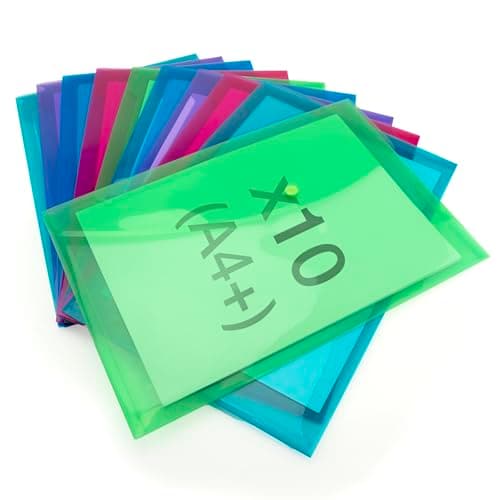 Image of Rapesco 1825 ECO Recycled Popper Wallets, A4+, Assorted Bright Transparent Colours, Pack of 10