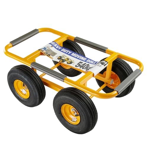 Image of Heavy Duty Dolly Trolley Removal Cart with 25cm Pneumatic Wheels, 540kg Load Capacity, for Moving Bulky Large Furniture, Appliances & Equipment, 75x38cm Platform