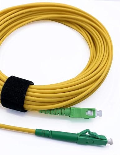 Image of Elfcam - Fiber Optic Cable SC/APC to LC/APC OS2 Simplex Singlemode LSZH, Yellow (1m), white