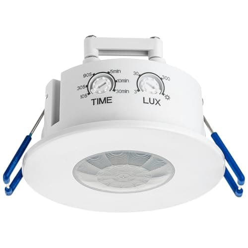Image of SEBSON Motion Sensor Indoor - Ceiling Flush Mounted, Programmable PIR Sensor, Range 8m/360° - Motion Detector for LED Lights, 3-Wire, 75x75x45mm