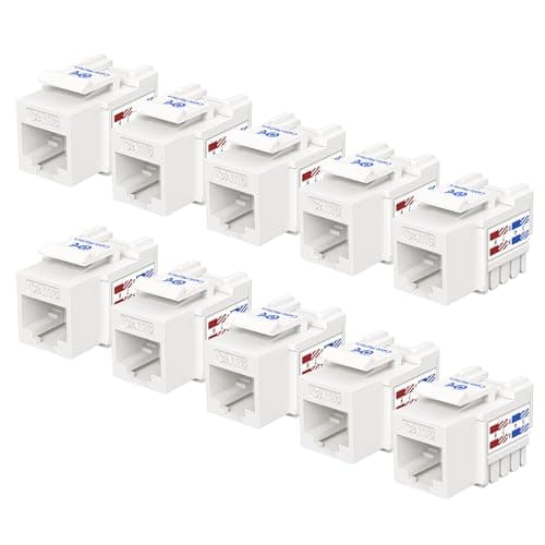 Image of [UL Listed] Cable Matters 10-Pack Cat6 RJ45 Keystone Jack (Cat 6 / Cat6 Keystone Jack) in White
