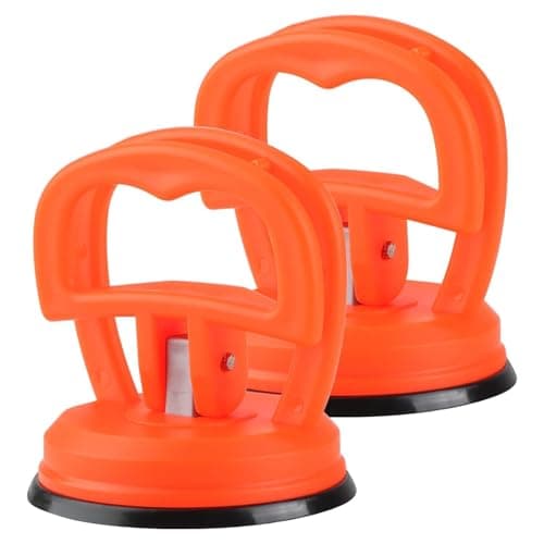 Image of 2 Pack Heavy Duty Suction Cups Car Dent Puller Powerful Removal Kit Strong Lifter Dent Remover Tool for Furniture Car Body Dent Repair Window Screen Glass Tile Objects Lifting and Moving, 5.8CM Orange