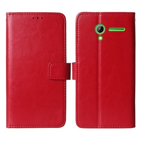 Image of Tnviud Stand Premium Retro Business Flip Leather Case Protector Bumper For Alba ACF28 2G 2.8" Protection Phone Cover Skin Folio Book Card Slot Wallet Magnetic (Red)