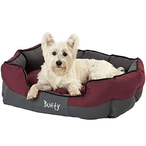 Image of Bunty Anchor Sofa Dog Bed, Large - Plush Cushioning & High Sides - Water Resistant, Anti Anxiety, Indoor & Outdoor Suitable, Washable Pet Bed - Large, Red