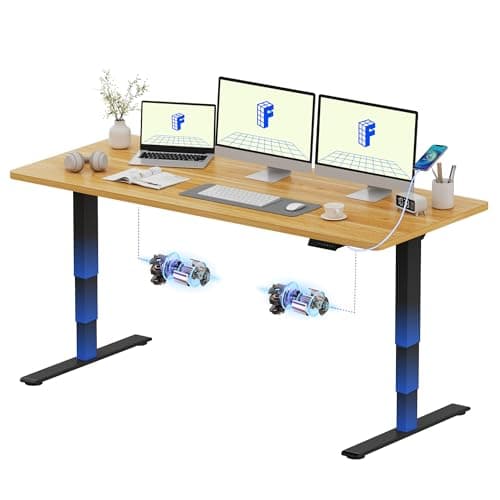 Image of FLEXISPOT E5 Electric Standing Desk 2 Motors 3 Stage 180 * 80CM One Piece Desktop Height Adjustable Desk with Memory Smart Panel, Anti-collision System, Black+Maple