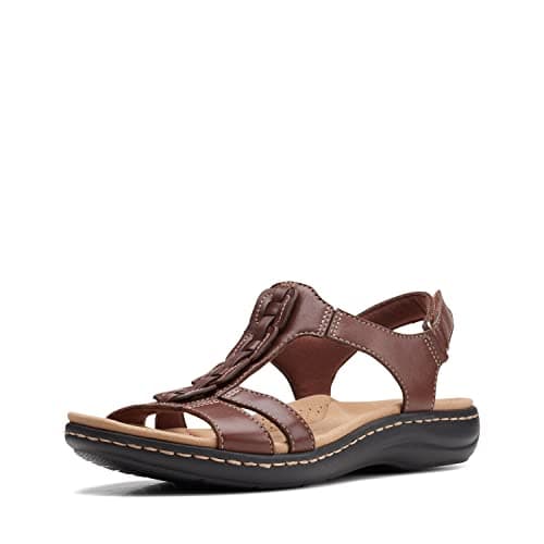Image of Clarks Women's Laurieann Kay Flat Sandal, Tan Leather, 5 UK