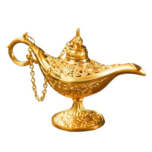 Image of Lezevn Aladdin Genie Lamp Legend Magic Genie Light Classic Wishing Light Table Decoration for Cosplay Halloween Props