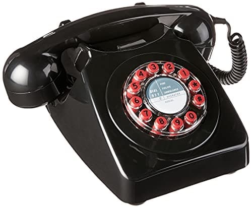 Image of Wild Wood 746 Rotary Design Retro Landline Telephone, Black