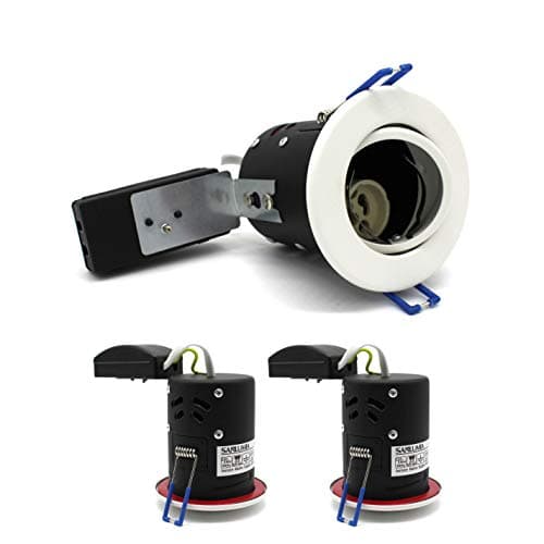 Image of sanlumia 2 X LED Fire Rated Downlight Can GU10 Recessed Ceiling Twist & Lock Interchangeable Tilted Downlight IP20 White