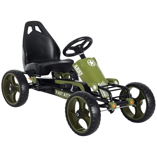 Image of HOMCOM Pedal Go Kart, Kids Ride On Racer with EVA Tyres, Manual Clutch, Braking, Adjustable Seat for Age 3-6 Years, Green