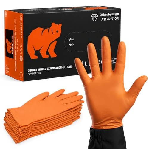 Image of 200x Orange Nitrile Disposable Gloves - Large – Nitrile Gloves – Food‑Safe Professional Handling Nitrile Gloves for Cleaning Hygene Gloves for Daily Use.