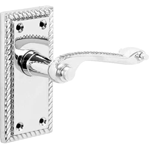 Image of Designer Levers - Georgian Roped Design Lever Door Handles - Polished Chrome - 1 Pair - Latch Door Handle - Interior Use - Short Latch