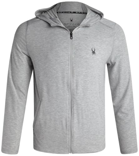 Image of Spyder Mens Athletic Hoodies - Breathable UPF 30+ Full Zip Up Mens Hoodies Moisture Wicking Sweatshirts, Heather Grey, S